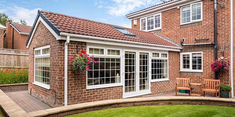 Brick conservatory with tiled roof