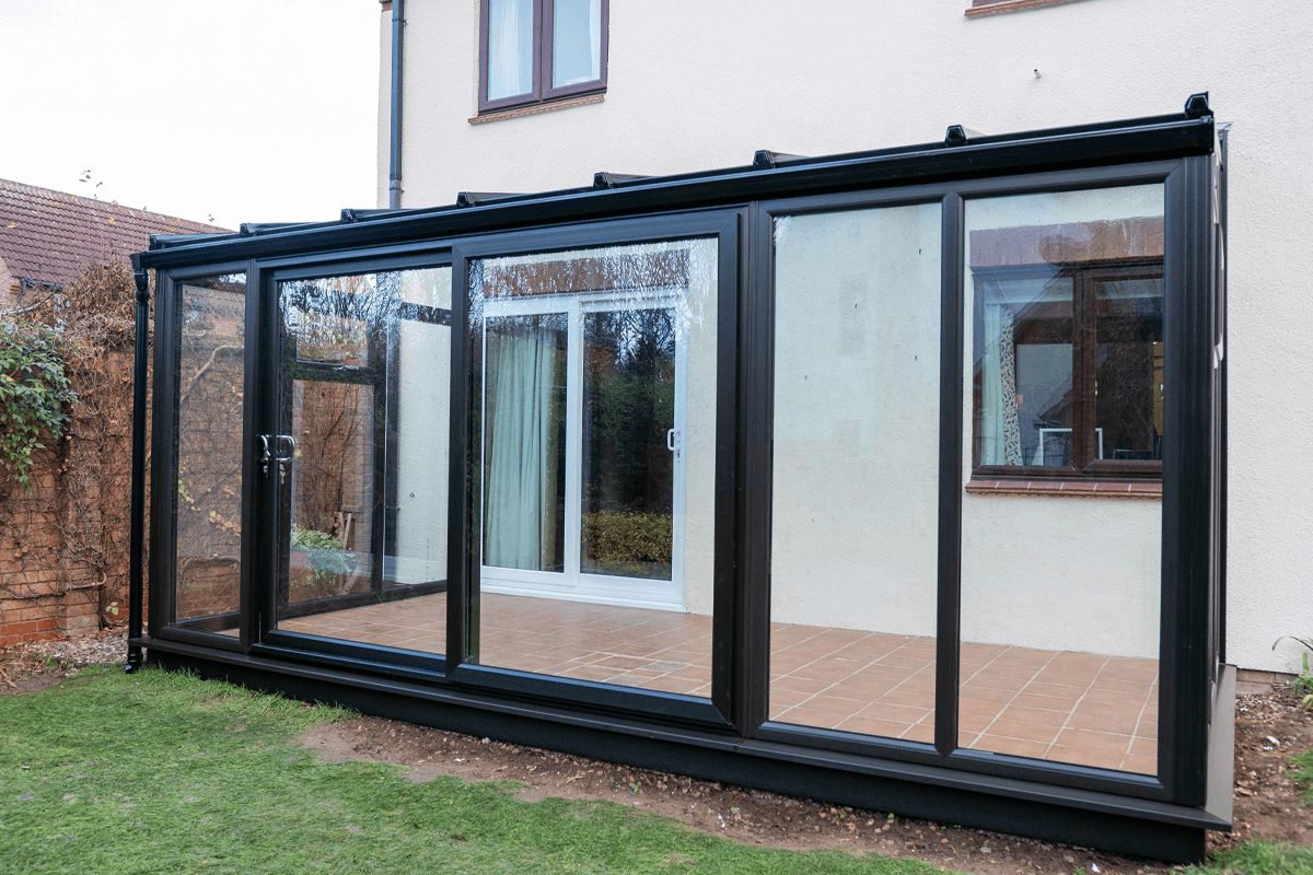 black lean to conservatory