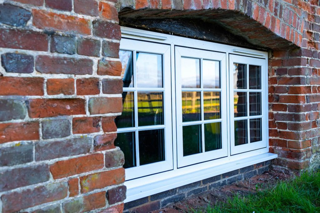 white upvc flush sash window