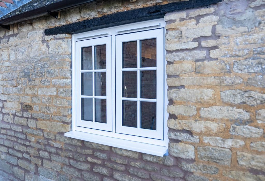 white upvc flush sash window