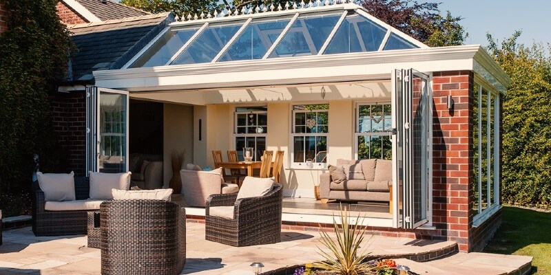 cream open plan conservatory